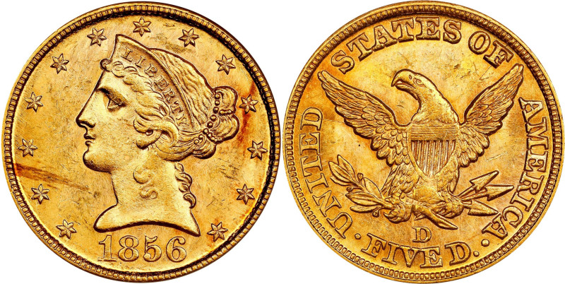 Mint State 1856-D Half Eagle Rarity
Ex DiBello-Bass Discovery Coin for the Wint...