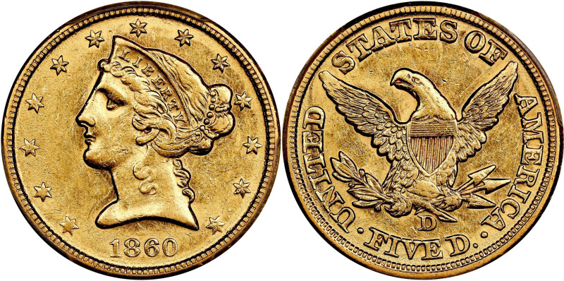 Absolute and Condition Rarity 1860-D Large D Half Eagle
1860-D Liberty Head Hal...