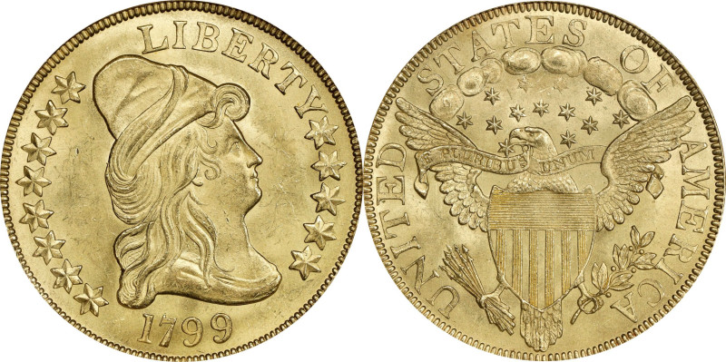 Stunning and Vivid 1799 Eagle
Popular BD-10, Large Obverse Stars Variety
1799 ...