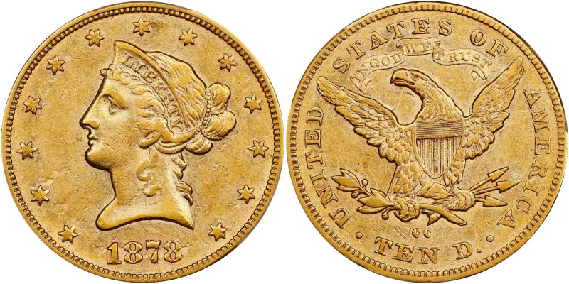 Low Mintage 1878-CC Eagle
1878-CC Liberty Head Eagle. AU-53 (PCGS).
Warm honey...