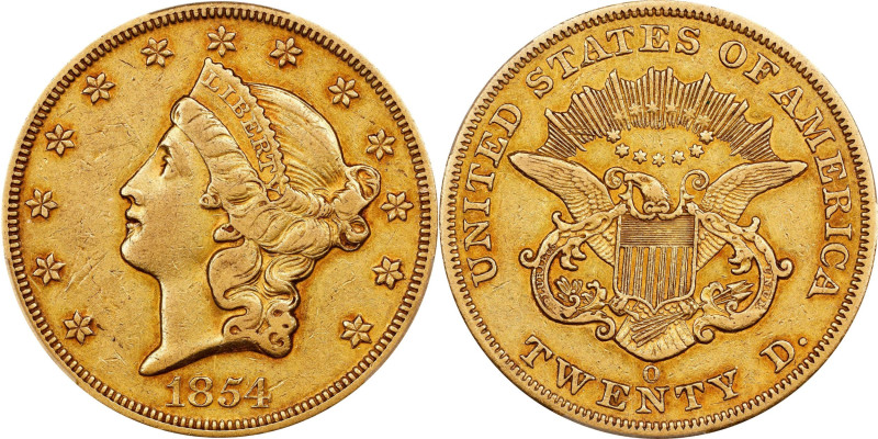 Legendary 1854-O Double Eagle
Rarest New Orleans Mint $20 Finer of Only Two wit...