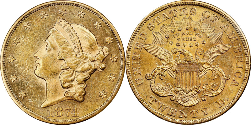 Flashy Mint State 1874-CC Double Eagle
1874-CC Liberty Head Double Eagle. MS-61...