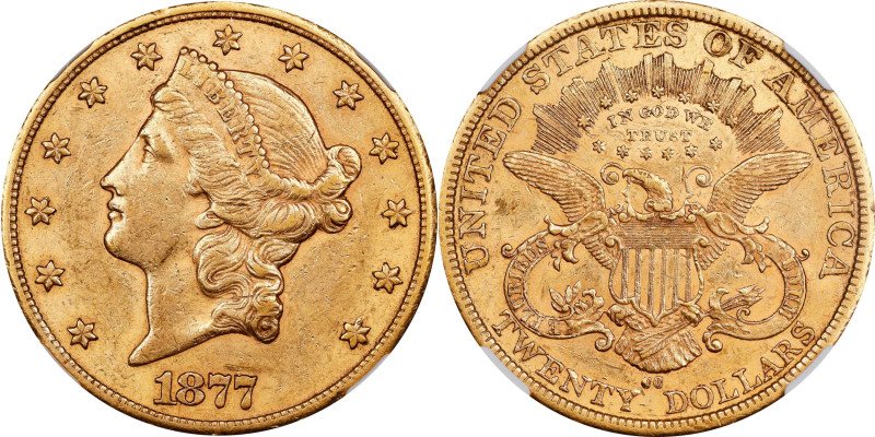 Thoroughly PQ 1877-CC $20 Gold
1877-CC Liberty Head Double Eagle. AU-55 (NGC). ...