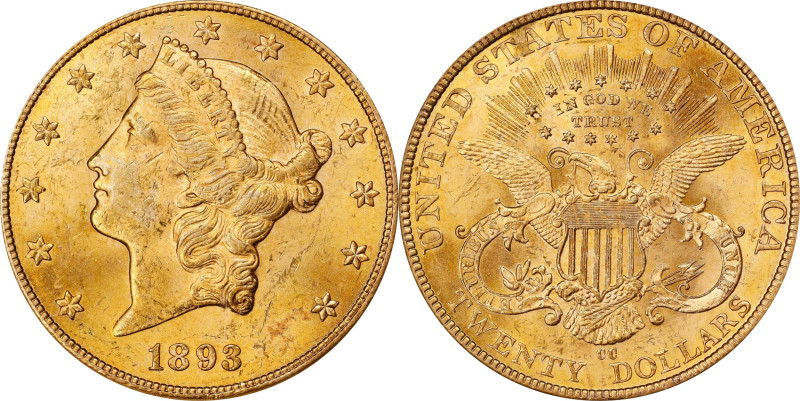 Historic Final Year Carson City Double Eagle
Top-Pop MS-63 Grade from PCGS
189...