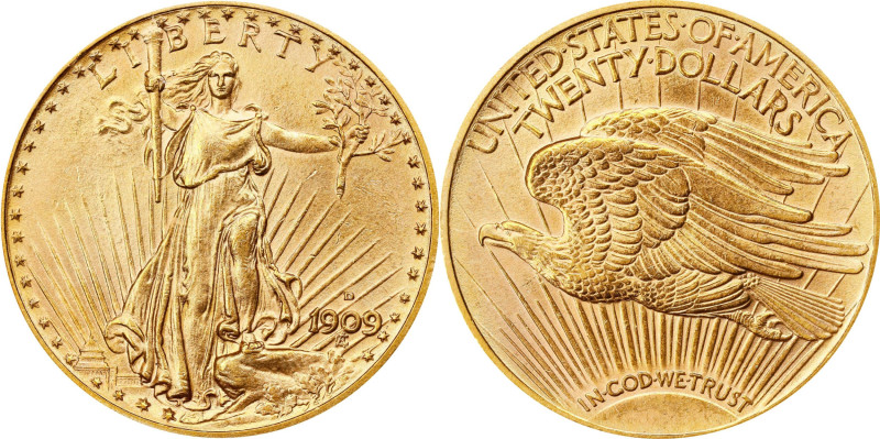 Low Mintage 1909-D Double Eagle
1909-D Saint-Gaudens Double Eagle. MS-64 (PCGS)...