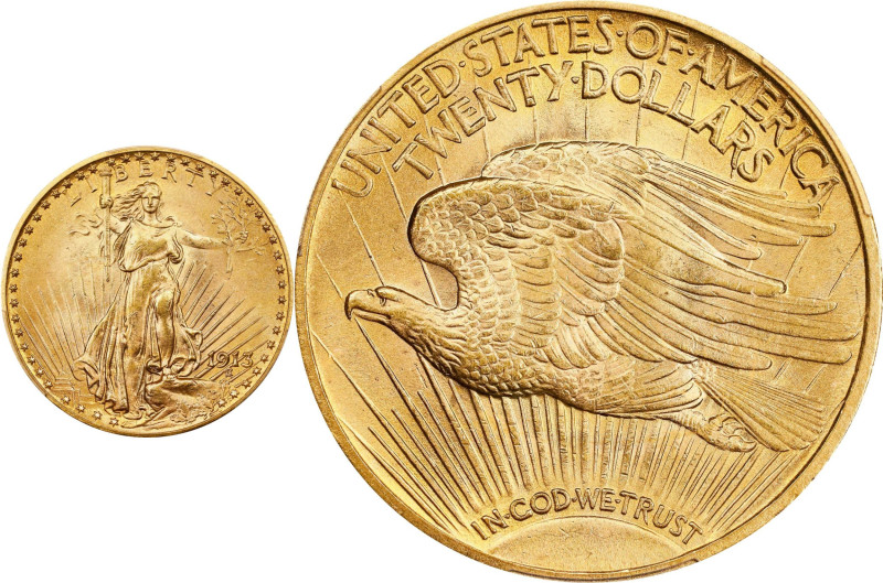 Incredible Gem 1913 Saint-Gaudens $20
1913 Saint-Gaudens Double Eagle. MS-65 (P...