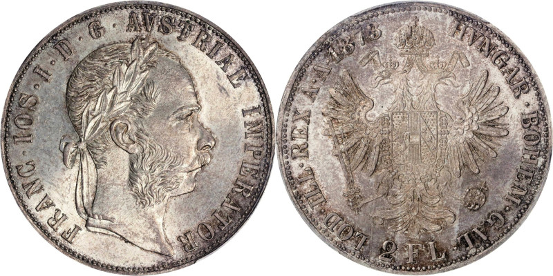 AUSTRIA. 2 Florins (2 Gulden), 1873. Vienna Mint. Franz Joseph. PCGS MS-64.
KM-...