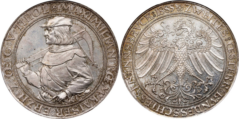 AUSTRIA. Innsbruck Shooting Festival Medallic 2 Gulden, 1885. Franz Joseph. PCGS...