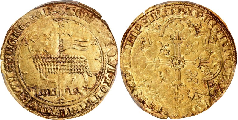 BELGIUM. Brabant. Mouton d'Or, ND (1355-83). Vilvorde Mint. Jeanne & Wenceslas. ...