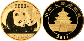 Intensely Enticing and Attractive Flawless Panda Issue
CHINA. Gold 2000 Yuan (5 Ounces), 2011. Panda Series. NGC PROOF-70 Ultra Cameo.
Fr-B13; KM-19...