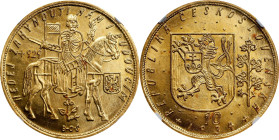 A Dazzling Gem of the Type
Of the Utmost Desirability
CZECHOSLOVAKIA. 10 Ducats, 1934. Kremnica Mint. NGC MS-65.
Fr-4; KM-14; Novotny-19 (R). Minta...