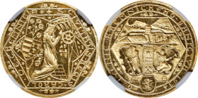 CZECHOSLOVAKIA. Gold Medallic Ducat, 1934. Kremnica Mint. NGC MS-64.
Fr-16; KMX-14.1; Novotny-VI.D (RRRR). Mintage: 288. By: Anton Ham. Obverse: St. ...