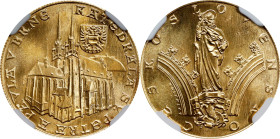 CZECHOSLOVAKIA. Gold Medallic Ducat, 1973. Kremnica Mint. NGC MS-65.
Fr-Unlisted; KM-Unlisted. Weight: 3.5 gms. Commemorating the Cathedral of St. Pe...