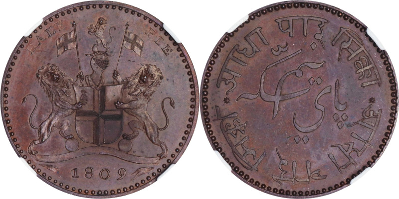 INDIA. Bengal Presidency. Copper 1/2 Pie Pattern, 1809. Birmingham (Soho) Mint. ...