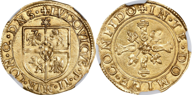 ITALY. Mirandola. Scudo d'Oro del Sole, ND (1550-68). Ludovico II Pico. NGC MS-6...