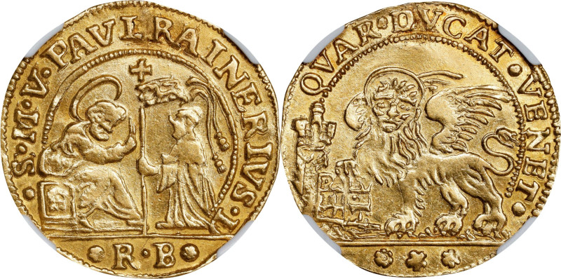 ITALY. Venice. Off-Metal Strike -- Gold 1/4 Ducato of 2 Zecchini Weight, ND (177...