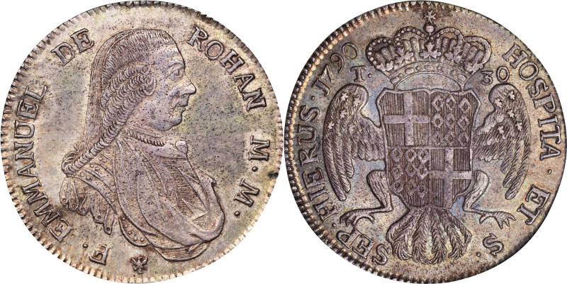 MALTA. 30 Tari, 1790. Valetta Mint. Emmanuel de Rohan. PCGS AU-58.
Dav-1609; KM...