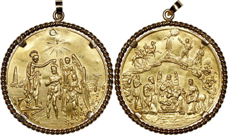 RUSSIA. Baptismal Gold Medal of 4 Ducats Weight, ND (ca. Late 19th Century). ALM...