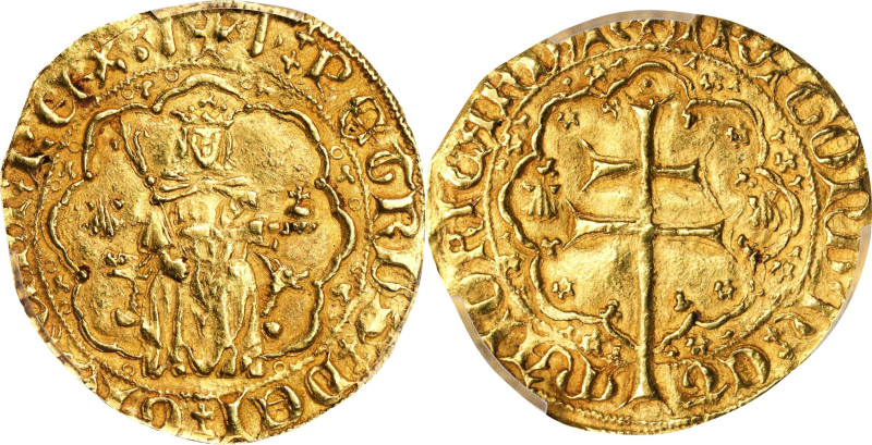 SPAIN. Mallorca. Real de Oro, ND (1343-87). Mallorca Mint. Peter I (Peter IV of ...