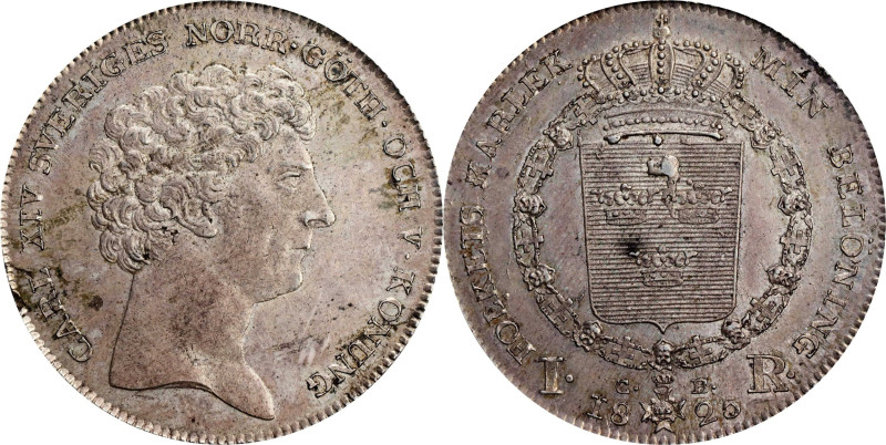 SWEDEN. Riksdaler, 1825-CB. Stockholm Mint. Karl XIV Johan. PCGS MS-62.
KM-593;...