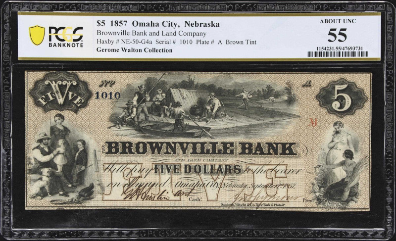 Omaha City, Nebraska. Brownville Bank and Land Company. September 1, 1857 $5. Ha...