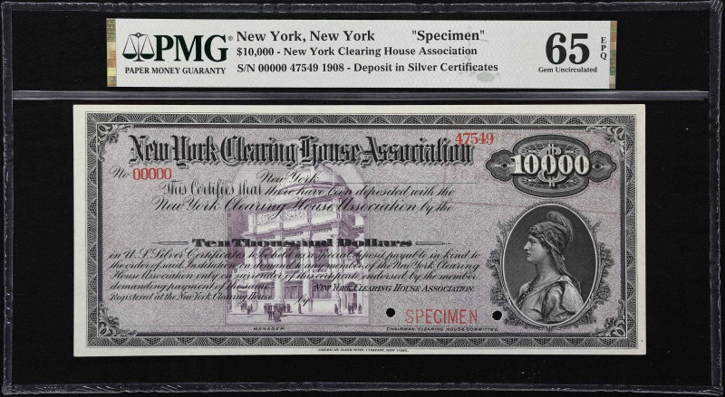 New York, New York. New York Clearing House Association. 1908 $10,000. PMG Gem U...