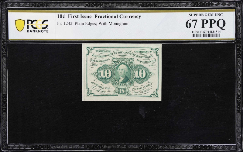 Fr. 1242. 10 Cents. First Issue. PCGS Banknote Superb Gem Uncirculated 67 PPQ.
...