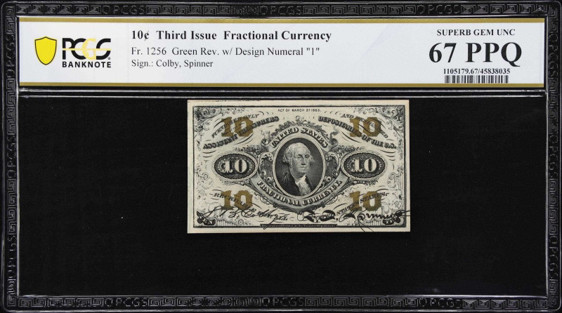 Fr. 1256. 10 Cents. Third Issue. PCGS Banknote Superb Gem Uncirculated 67 PPQ.
...