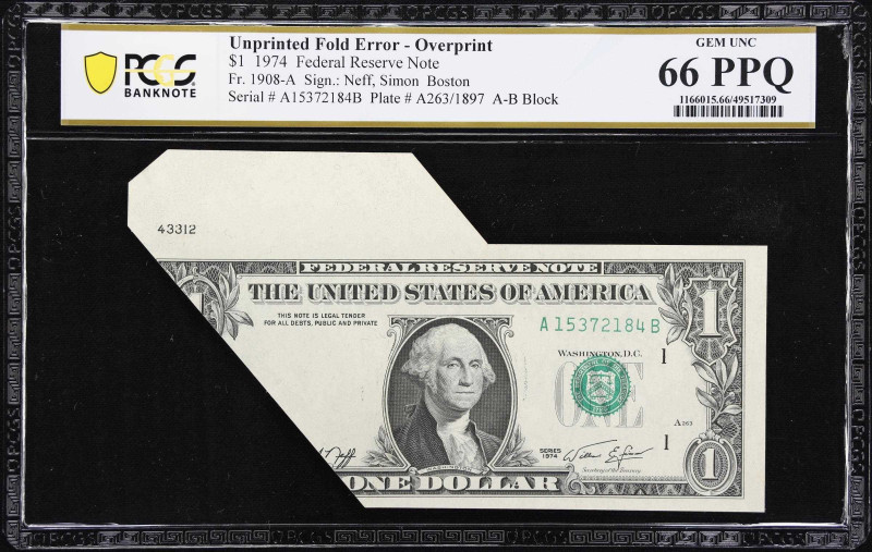 Fr. 1908-A. 1974 $1 Federal Reserve Note. Boston. PCGS Banknote Gem Uncirculated...