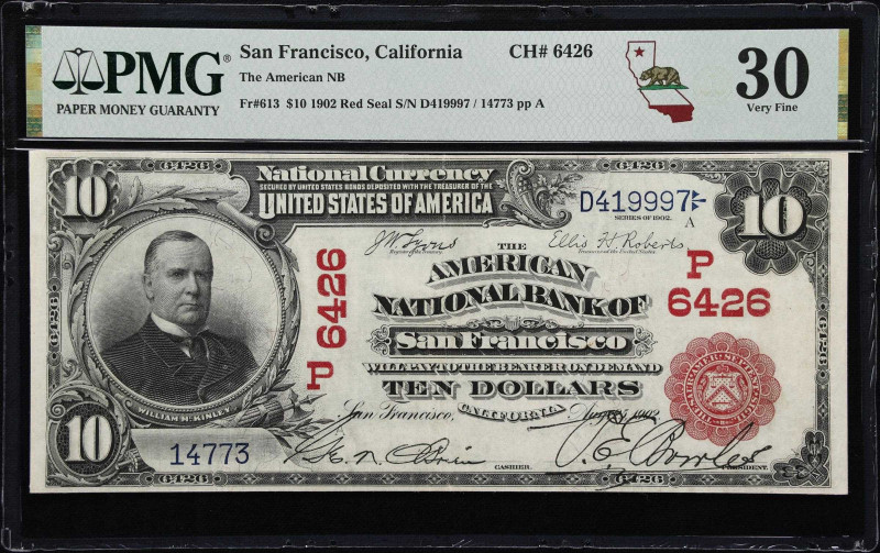 San Francisco, California. $10 1902 Red Seal. Fr. 613. American NB. Charter #642...