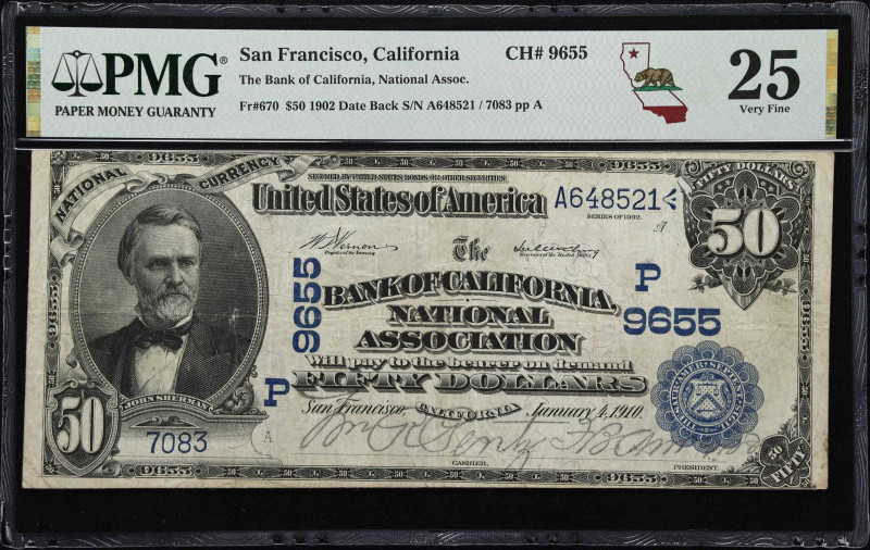 San Francisco, California. $50 1902 Date Back. Fr. 670. Bank of California, Nati...