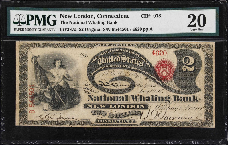 Important Titled Whaling Bank 
New London, Connecticut. $2 Original. Fr. 387a. ...