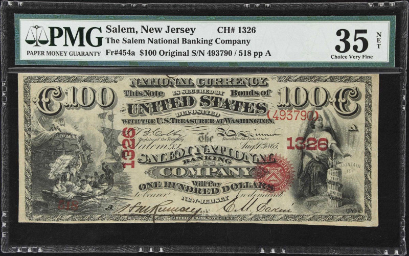 Original Series $100 from New Jersey 
Unique for the State 
Salem, New Jersey....