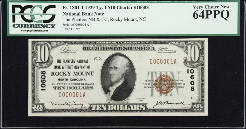 A Serial Number 1 T1 $10 From Rural North Carolina 
Rocky Mount, North Carolina...