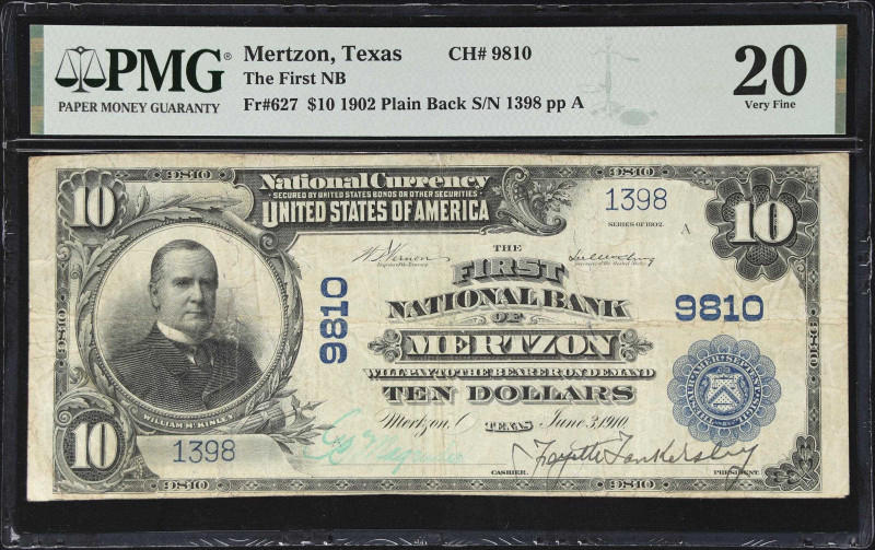 Rare Irion County Texas National Bank Note 
Unique for the Charter 
Mertzon, T...