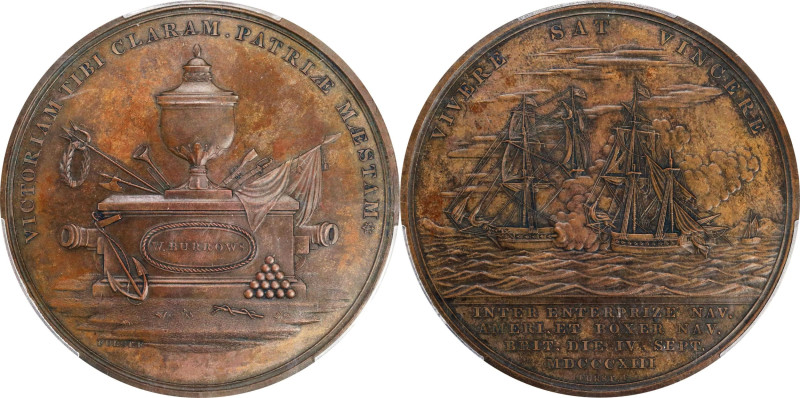 "1813" Lieutenant William Burrows / USS Enterprise vs. HMS Boxer Naval Medal. Ju...