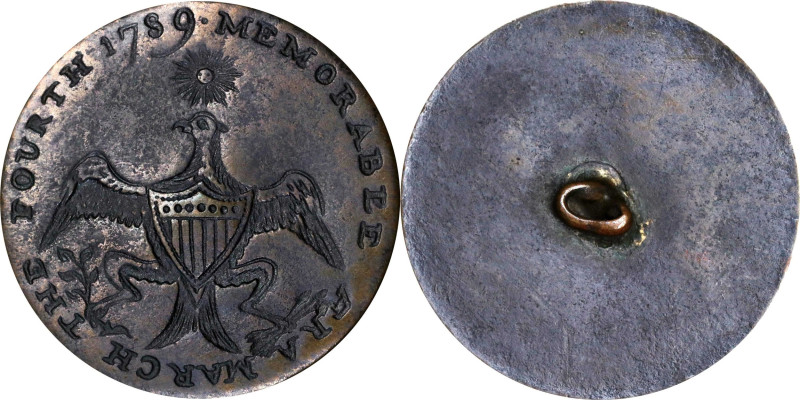 1789 Washington Inaugural Button. MEMORABLE ERA. Cobb-4, Albert WI-1A, DeWitt-GW...