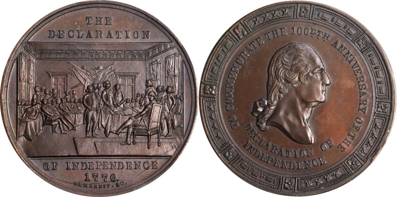 "1776" (1876) Declaration of Independence Medal. Musante GW-830, Baker-388A, HK-...