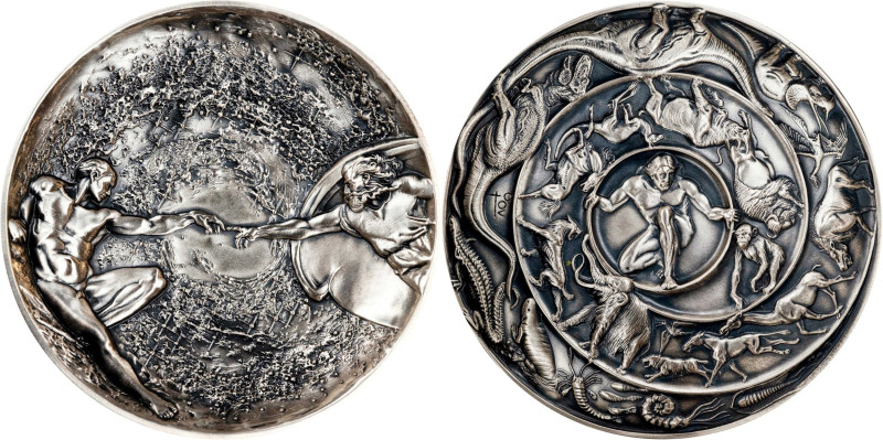 1990 Creation Medal. By Marcel Jovine. Alexander-SOM 122, var. Silver. Choice Mi...