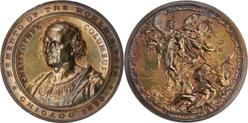 1893 World's Columbian Exposition Columbus Portrait Medal. By Stefano Johnson. E...