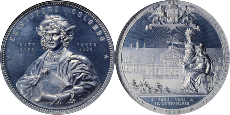 1892 World's Columbian Exposition Cristoforo Colombo Medal. Eglit-582. Aluminum....