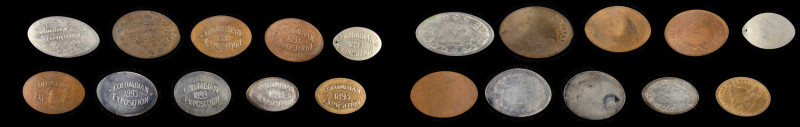 Selection of (10) 1893 World's Columbian Exposition Elongated Coins.
Mostly unu...