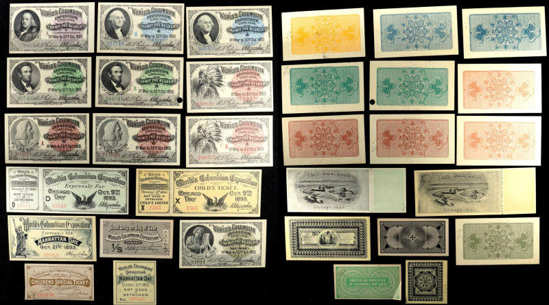 Choice Set of 1893 World's Columbian Exposition Souvenir Tickets. Mostly As Issu...