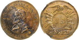 1864 Ulysses S. Grant Medal. Dewitt-USG 1864-1. Brass. MS-63 (NGC).
31 mm. An attractive example of this very early Grant medal, one of a very small ...