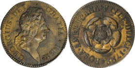 Only Seen Martin 2.18-A.2 VTILE DVLCI
1722 Rosa Americana Penny. Martin 2.18-A.2, W-1256. Rarity-8+. VTILE DVLCI. AU-58 (PCGS).
112.4 grains. A rema...