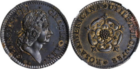 1722 Rosa Americana Penny. Martin 2.27-D.7, W-1268. Rarity-5. UTILE DULCI. MS-61 (NGC).
121.0 grains. Olive-brown fields, lighter around portions of ...