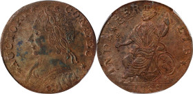 Dazzling Choice Mint State 1788 Miller 12.2-C
1788 Connecticut Copper. Miller 12.2-C, W-4525. Rarity-5. Mailed Bust Left. Overstruck on a Nova Conste...