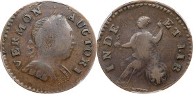 1788 Vermont Copper. RR-16, Bressett 15-S, W-2120. Rarity-1. Bust Right. EF-40 (PCGS).
Attractively original surfaces are toned in warm walnut-brown ...