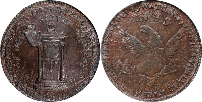 "1789" Mott Token. Breen-1022, Rulau-E NY 610. Thick Planchet. Plain Edge. MS-64...