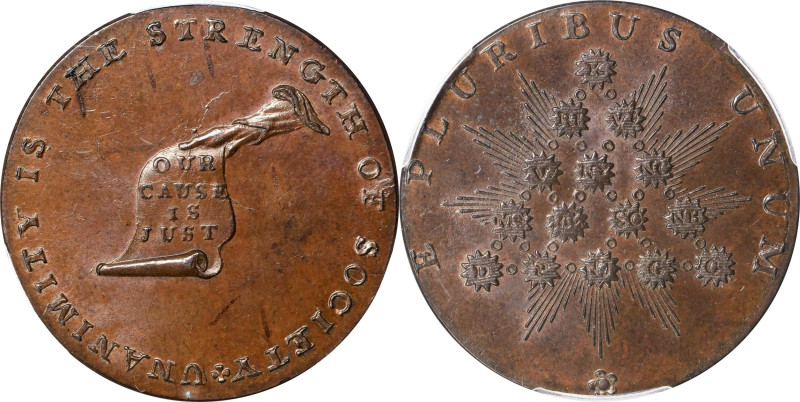 Undated (ca. 1793-1795) Kentucky Token. W-8800. Rarity-1. Copper. Plain Edge. MS...